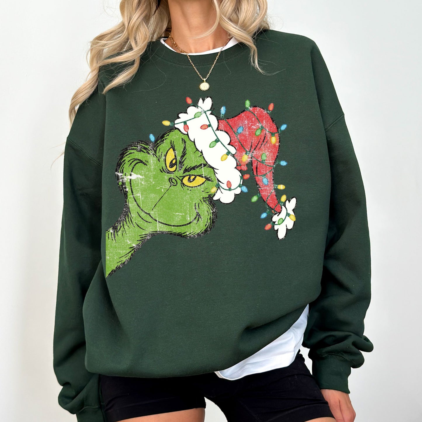 Grinch Santa Hat Christmas Sweatshirt, Merry Grinchmas Crewneck