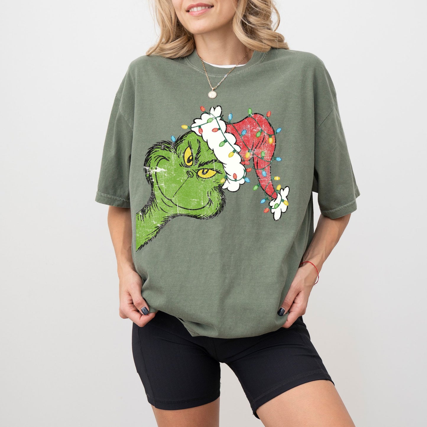 Grinch Santa Hat Christmas T-Shirt, Merry Grinchmas Graphic Tee