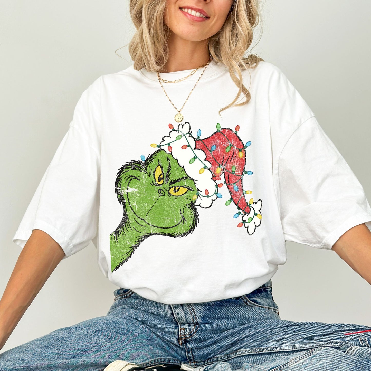 Grinch Santa Hat Christmas T-Shirt, Merry Grinchmas Graphic Tee