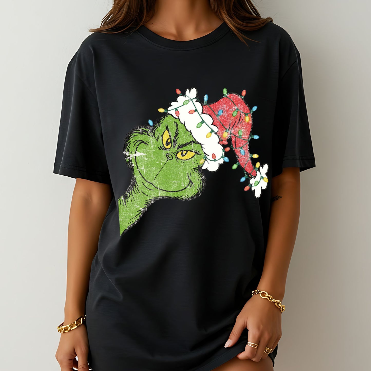 Grinch Santa Hat Christmas T-Shirt, Merry Grinchmas Graphic Tee
