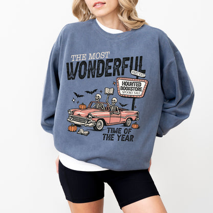 Haunted Bookstore Skeleton Sweatshirt
