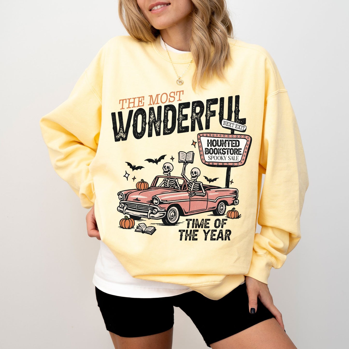 Haunted Bookstore Skeleton Sweatshirt