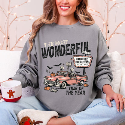 Haunted Bookstore Skeleton Sweatshirt