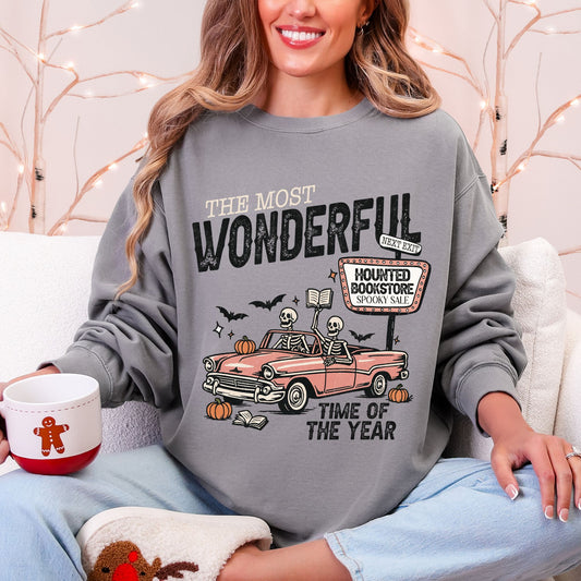 Haunted Bookstore Skeleton Sweatshirt