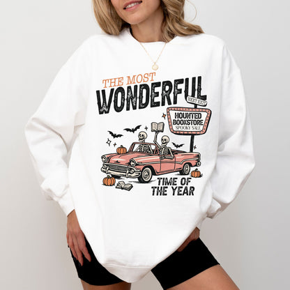 Haunted Bookstore Skeleton Sweatshirt