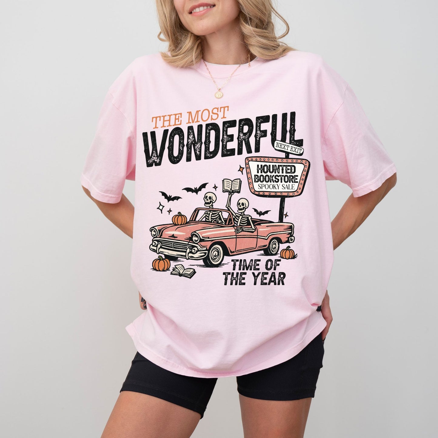 Haunted Bookstore Skeleton T-Shirt, Comfort Colors® Graphic Tee