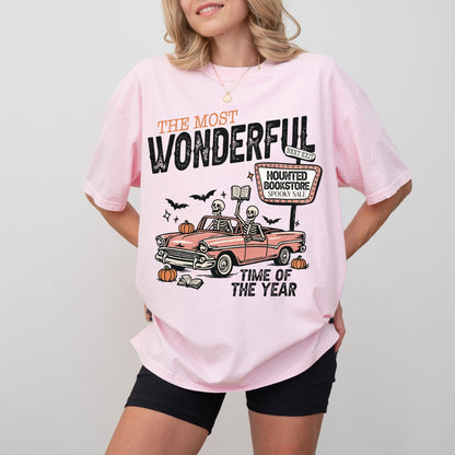 Haunted Bookstore Skeleton T-Shirt, Comfort Colors® Graphic Tee