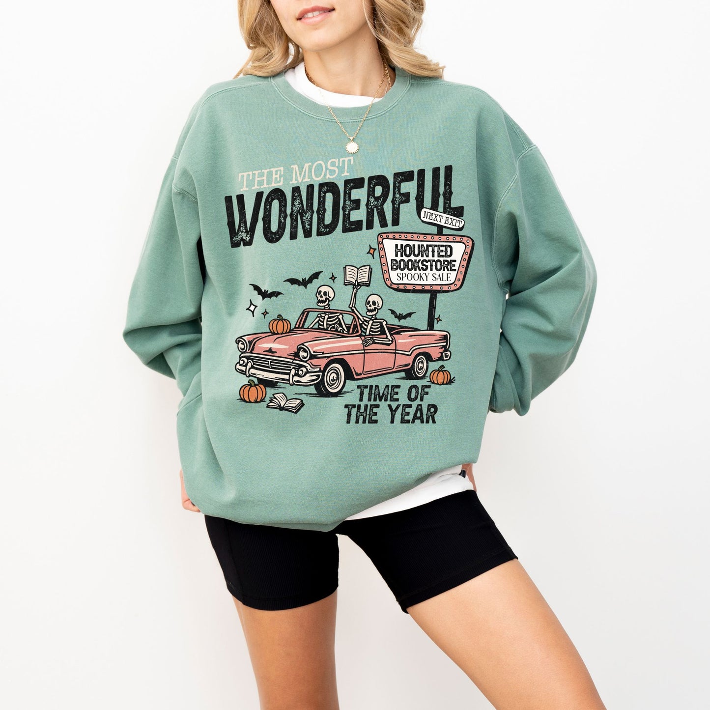 Haunted Bookstore Skeleton Sweatshirt