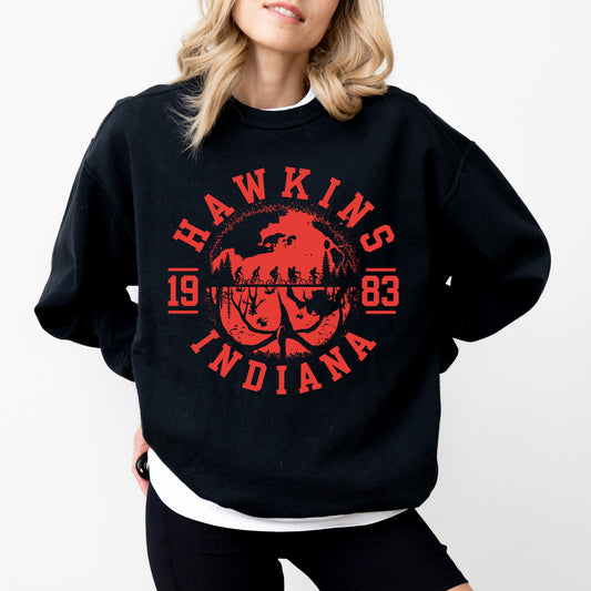 Welcome to Hawkins Indiana 1983 Sweatshirt, Stranger Things The Upside Down Retro Pullover, Fan Merch