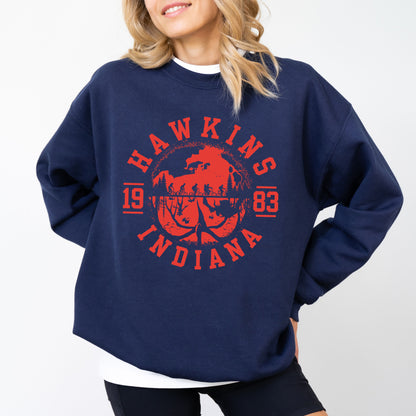 Welcome to Hawkins Indiana 1983 Sweatshirt, Stranger Things The Upside Down Retro Pullover, Fan Merch