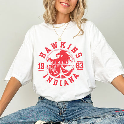 Hawkins 1983 Indiana T-Shirt, Stranger Things The Upside Down Retro Graphic Tee, Fan Merch