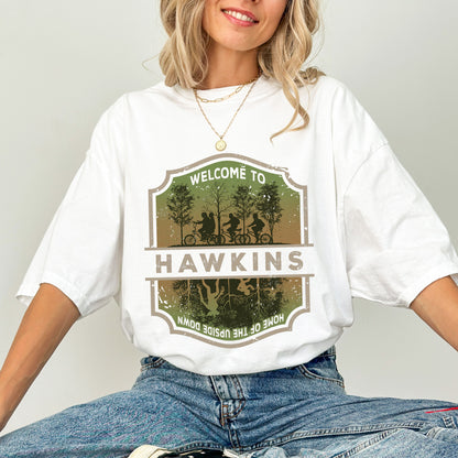 Welcome to Hawkins Indiana T-Shirt, Stranger Things The Upside Down Retro Tee, Fan Merch Apparel