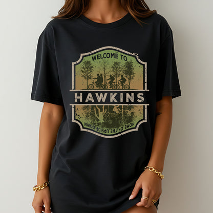 Welcome to Hawkins Indiana T-Shirt, Stranger Things The Upside Down Retro Tee, Fan Merch Apparel