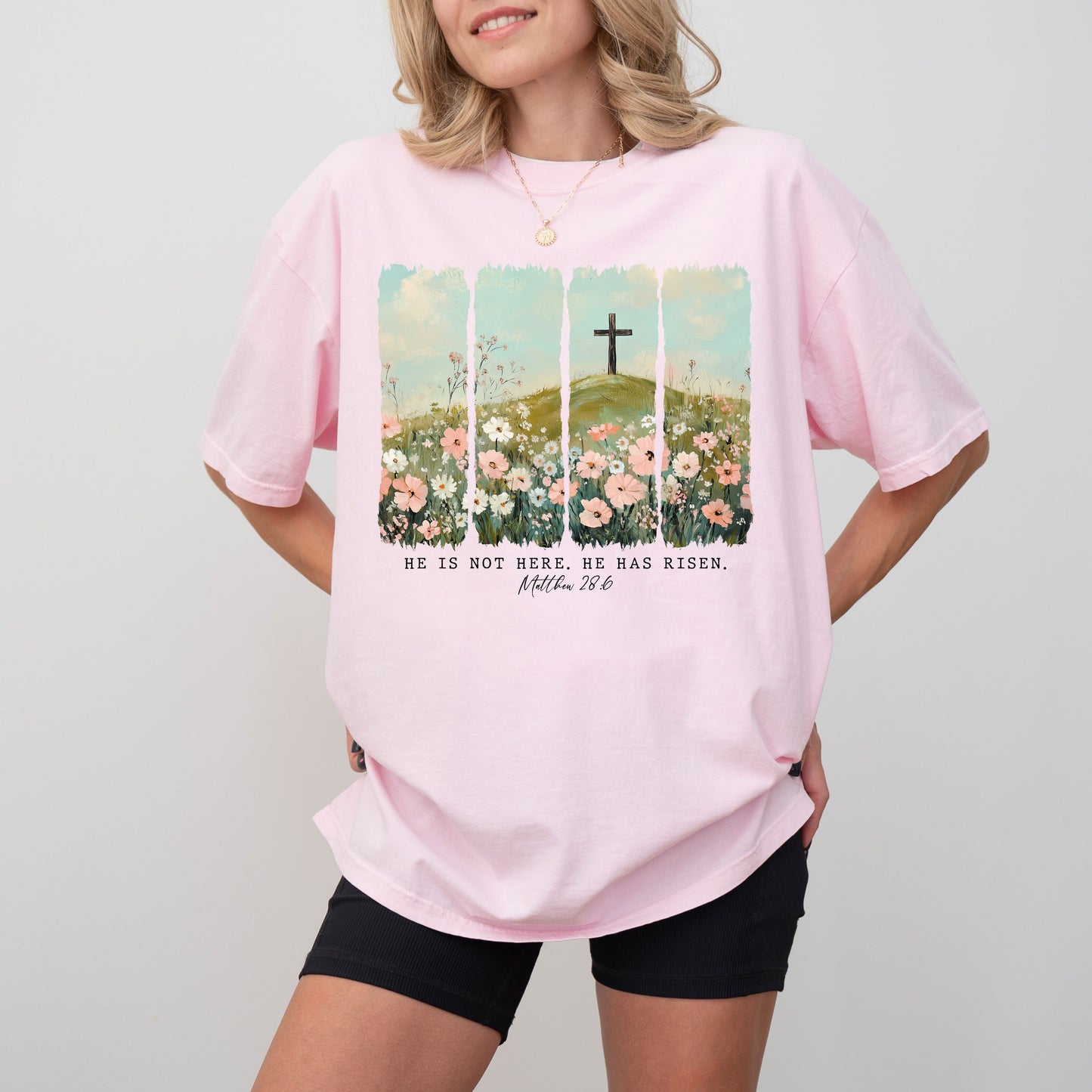 He Is Risen Easter T-Shirt, Matthew 28:6 Christian Shirt