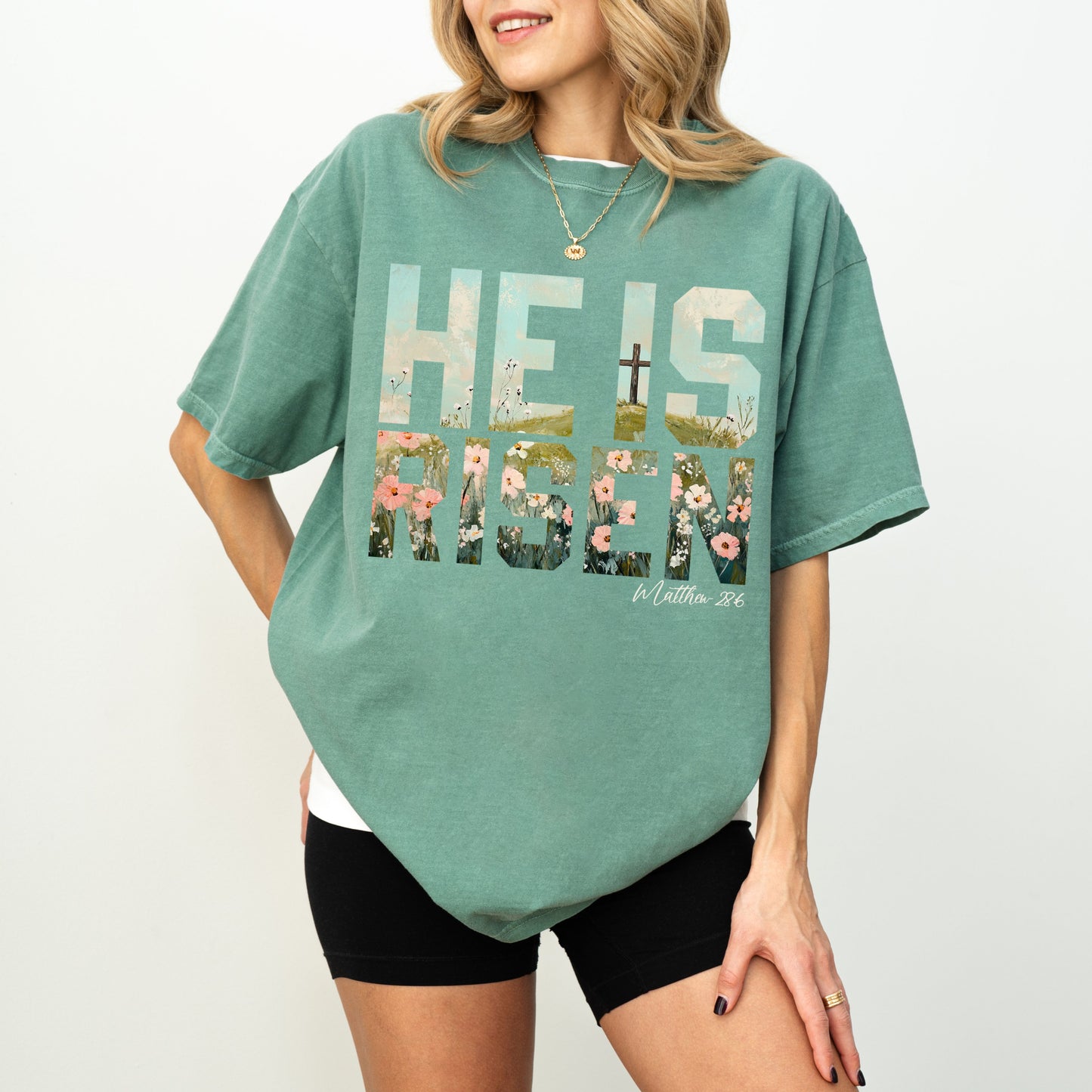 He Is Risen Easter T-Shirt, Matthew 28:6 Christian Shirt