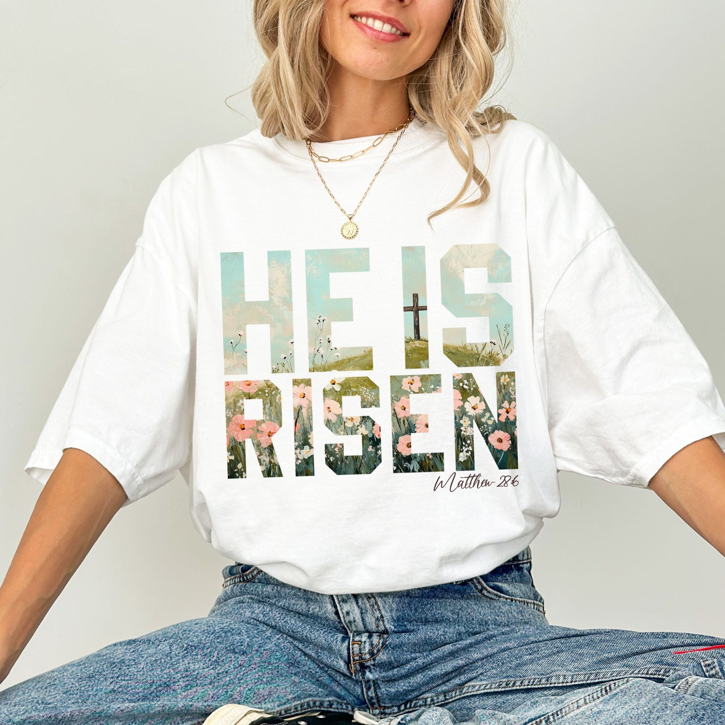 He Is Risen Easter T-Shirt, Matthew 28:6 Christian Shirt
