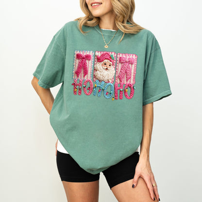 Ho Ho Ho Faux Yarn Christmas Shirt – Cozy Holiday Graphic Tee