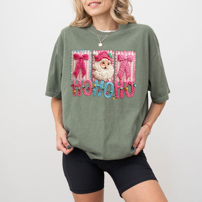 Ho Ho Ho Faux Yarn Christmas Shirt – Cozy Holiday Graphic Tee