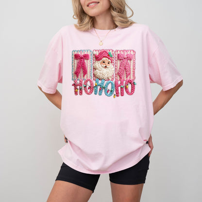 Ho Ho Ho Faux Yarn Christmas Shirt – Cozy Holiday Graphic Tee