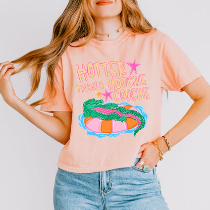 Hotter Than A Hoochie Coochie Crop Top, Funny Summer Graphic Shirt