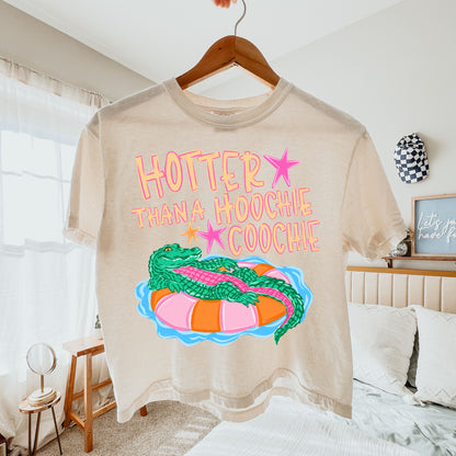 Hotter Than A Hoochie Coochie Crop Top, Funny Summer Graphic Shirt