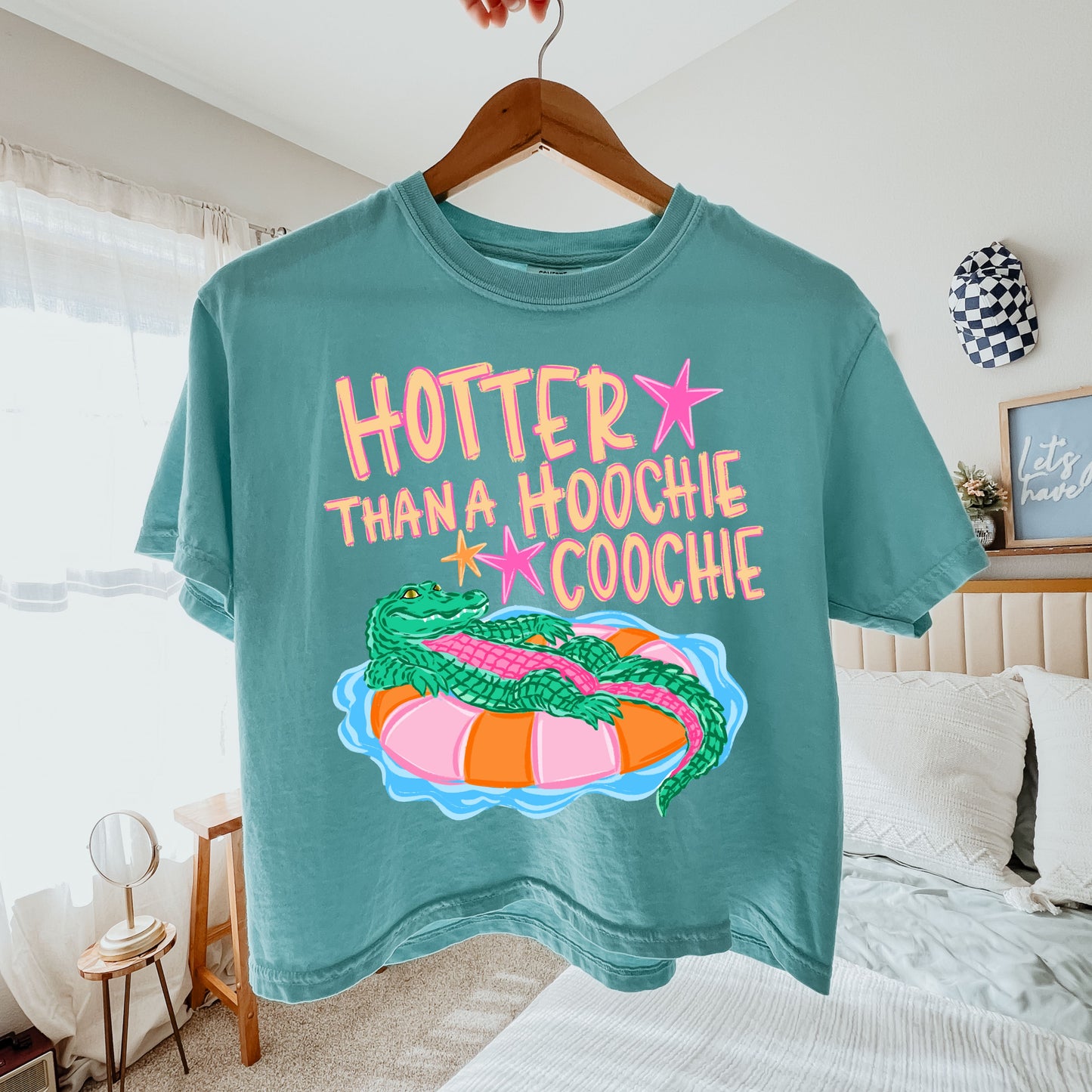 Hotter Than A Hoochie Coochie Crop Top, Funny Summer Graphic Shirt