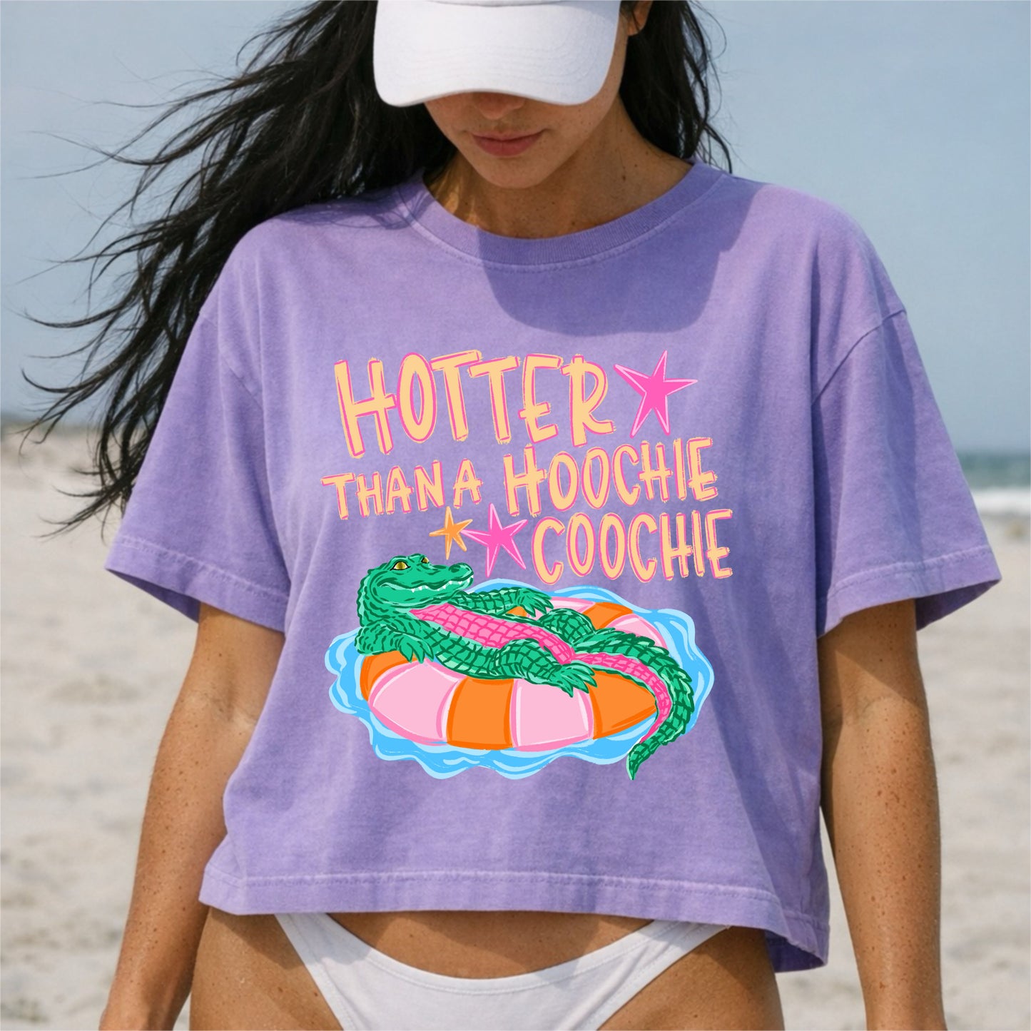 Hotter Than A Hoochie Coochie Crop Top, Funny Summer Graphic Shirt