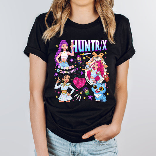 HUNTRIX KPop Demon Hunters T-Shirt, Rumi, Mira, & Zoey Anime Graphic Tee