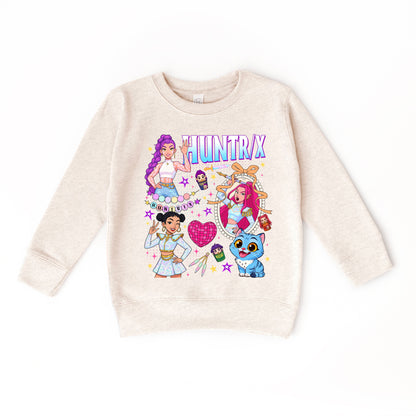 HUNTRIX KPop Demon Hunters Sweatshirt – Rumi, Mira, & Zoey Anime Graphic Crewneck