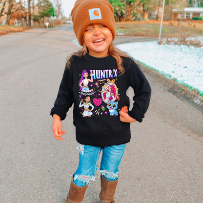 HUNTRIX KPop Demon Hunters Sweatshirt – Rumi, Mira, & Zoey Anime Graphic Crewneck