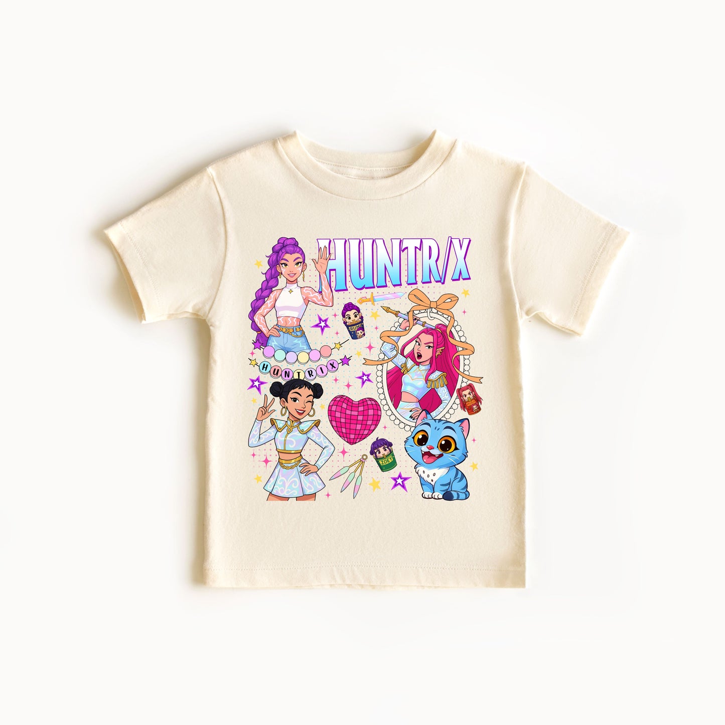 HUNTRIX KPop Demon Hunters T-Shirt, Rumi, Mira, & Zoey Anime Graphic Tee