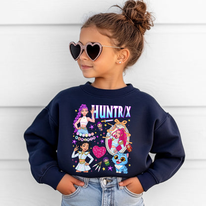HUNTRIX KPop Demon Hunters Sweatshirt – Rumi, Mira, & Zoey Anime Graphic Crewneck