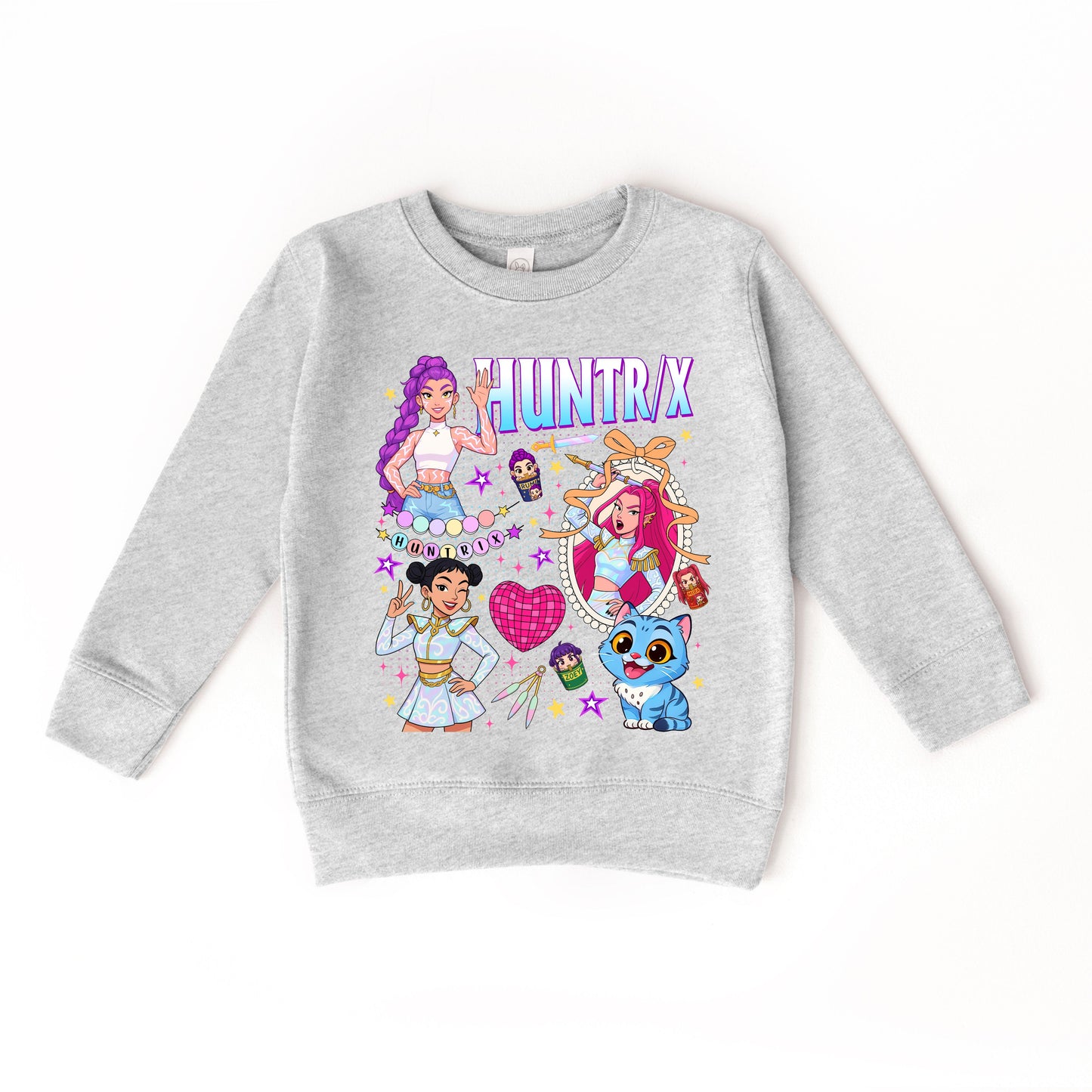 HUNTRIX KPop Demon Hunters Sweatshirt – Rumi, Mira, & Zoey Anime Graphic Crewneck