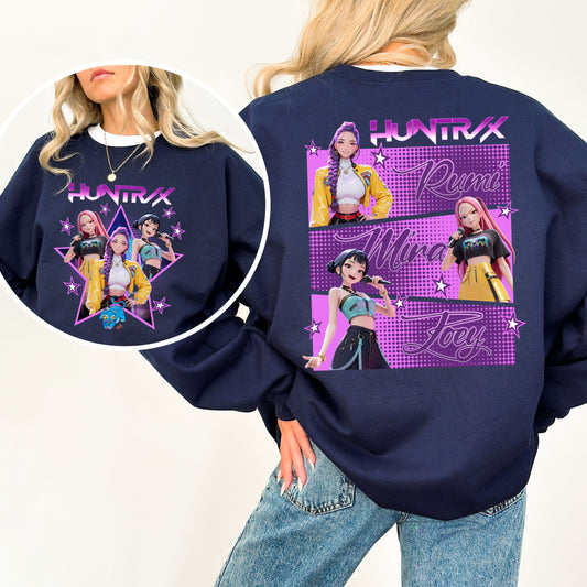 Huntrix Graphic Sweatshirt, K-Pop Inspired Crewneck, Rumi, Mira, & Zoey