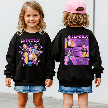 Huntrix Graphic Sweatshirt, K-Pop Inspired Crewneck, Rumi, Mira, & Zoey