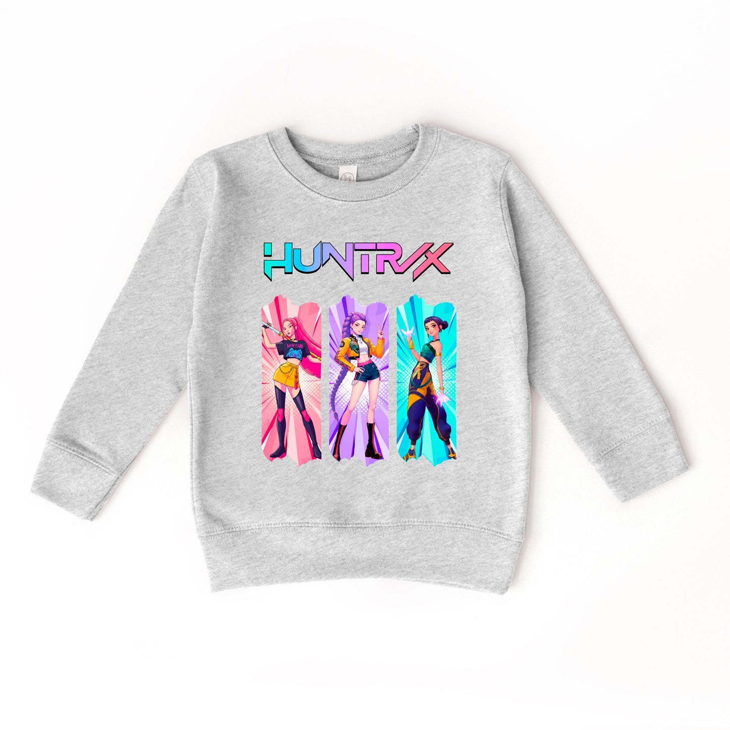 Huntrix Graphic Sweatshirt, K-Pop Inspired Unisex Crewneck, Colorful Anime Style Pullover