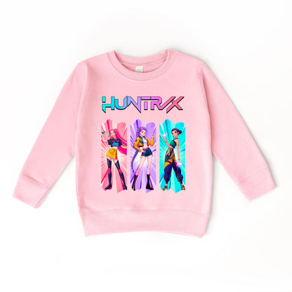 Huntrix Graphic Sweatshirt, K-Pop Inspired Unisex Crewneck, Colorful Anime Style Pullover