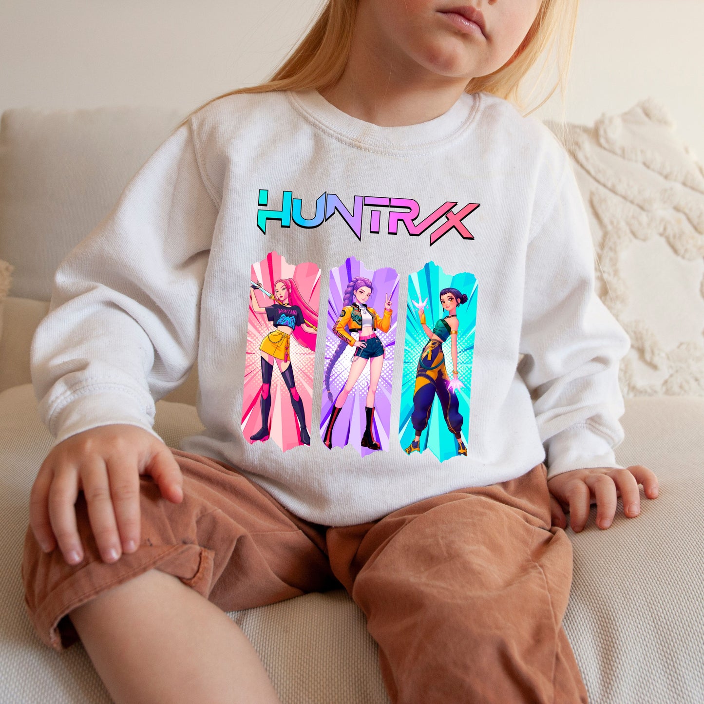 Huntrix Graphic Sweatshirt, K-Pop Inspired Unisex Crewneck, Colorful Anime Style Pullover