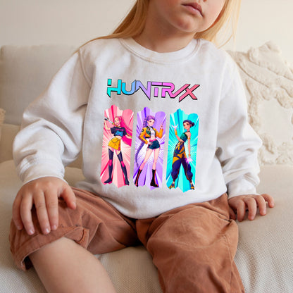 Huntrix Graphic Sweatshirt, K-Pop Inspired Unisex Crewneck, Colorful Anime Style Pullover