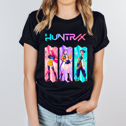 Huntrix Graphic T Shirt, K-Pop Inspired Shirt, Rumi, Mira, & Zoey Anime Graphic Tee