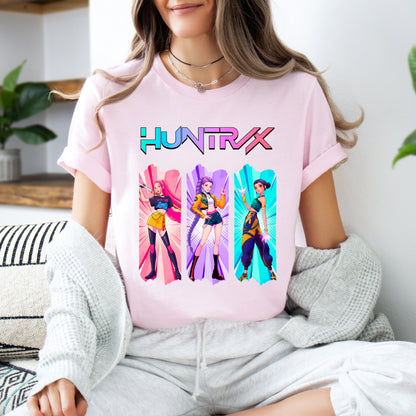 Huntrix Graphic T Shirt, K-Pop Inspired Shirt, Rumi, Mira, & Zoey Anime Graphic Tee