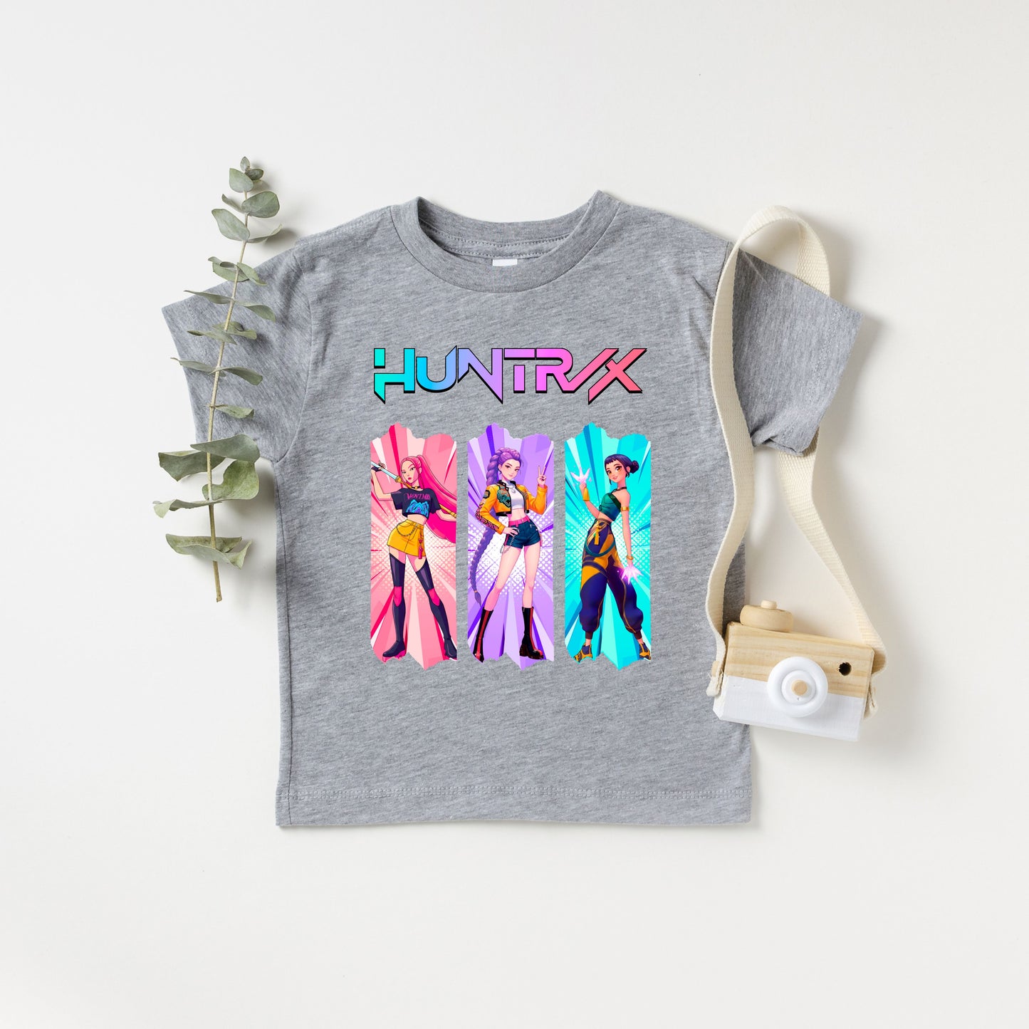 Huntrix Graphic T Shirt, K-Pop Inspired Shirt, Rumi, Mira, & Zoey Anime Graphic Tee
