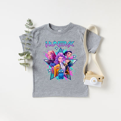 Huntrix Graphic T-Shirt, Anime Inspired Pop Art Tee, Kids & Adult Matching Shirt
