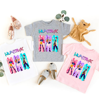 Huntrix Graphic T Shirt, K-Pop Inspired Shirt, Rumi, Mira, & Zoey Anime Graphic Tee