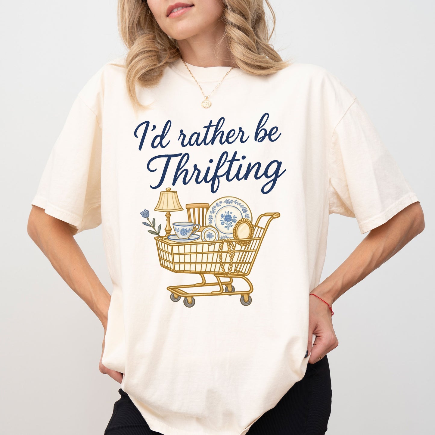 I’d Rather Be Thrifting T-Shirt, Vintage Lover Graphic Tee, Thrift Shopping Aesthetic Shirt