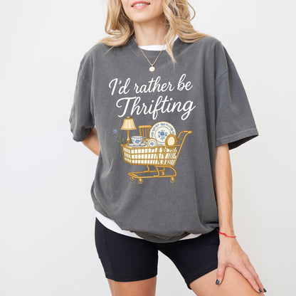 I’d Rather Be Thrifting T-Shirt, Vintage Lover Graphic Tee, Thrift Shopping Aesthetic Shirt