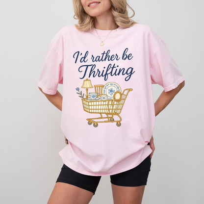 I’d Rather Be Thrifting T-Shirt, Vintage Lover Graphic Tee, Thrift Shopping Aesthetic Shirt