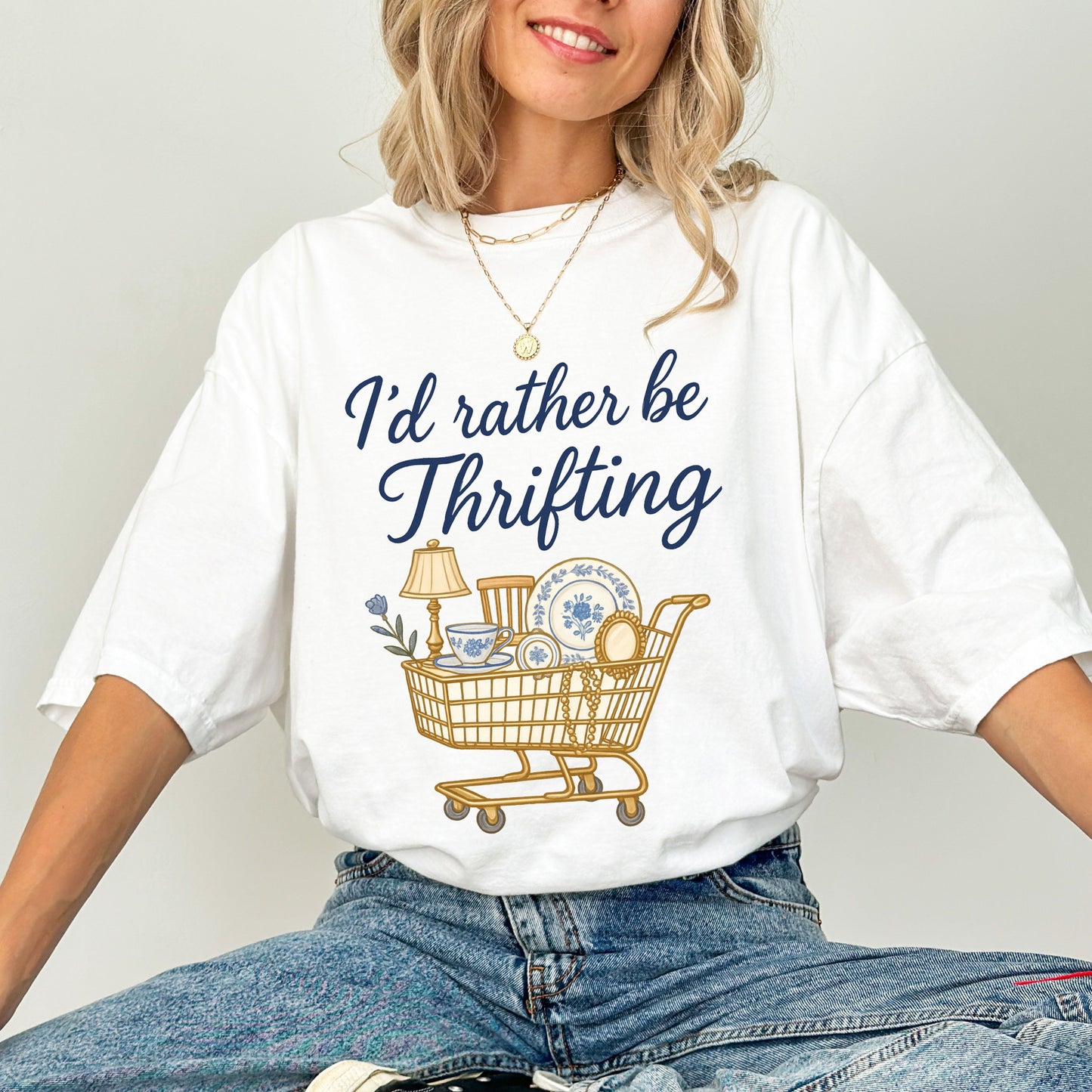 I’d Rather Be Thrifting T-Shirt, Vintage Lover Graphic Tee, Thrift Shopping Aesthetic Shirt