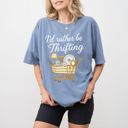 I’d Rather Be Thrifting T-Shirt, Vintage Lover Graphic Tee, Thrift Shopping Aesthetic Shirt