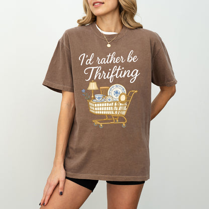 I’d Rather Be Thrifting T-Shirt, Vintage Lover Graphic Tee, Thrift Shopping Aesthetic Shirt